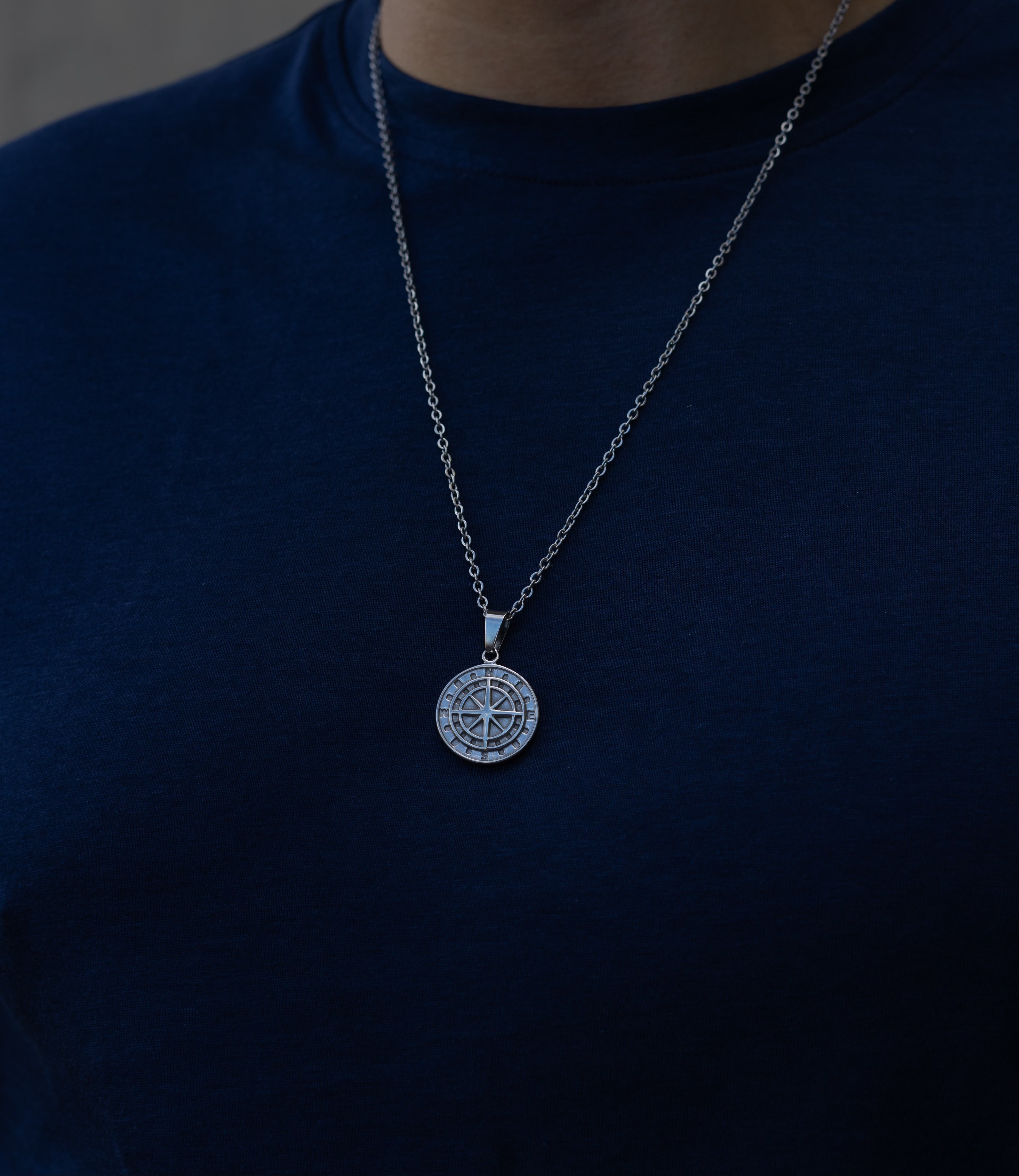 Compass Necklace Silver
