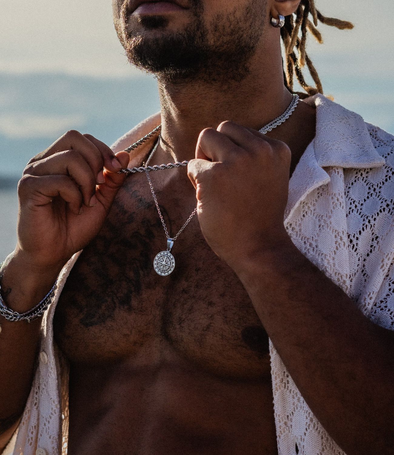 Compass Necklace Silver